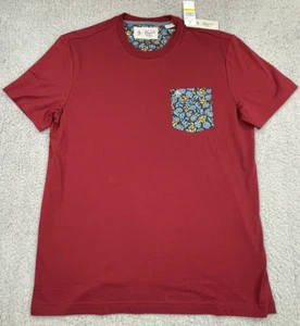 Penguin By Munsingwear Shirt Mens Medium Red Floral Pocket Tee Logo Cotton New - Picture 1 of 16