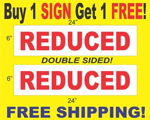 REDUCED Red & White 6"x24" 2 Sided REAL ESTATE RIDER SIGNS Buy 1 Get 1 FREE - Picture 1 of 2