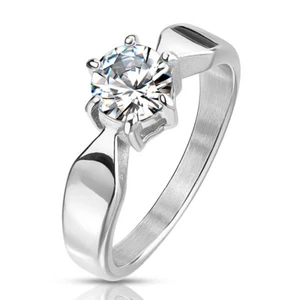 Anillo Alianza Compromiso Mujer Acero Solitario Piedra Circonita Redonda Chic - Imagen 1 de 1