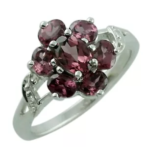 Anello a fascia in argento sterling 925 con pietre preziose granato rodolite misura 7 per ragazze - Foto 1 di 15