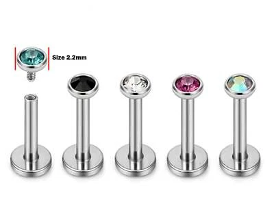 Flat Back Cartilage Earring Internally Threaded Labret Stud Piercing Jewelry - Image 1 of 4