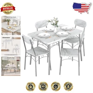Modern 5-Piece White Dining Set for 4 - Ideal for Kitchens & Apartments - Picture 1 of 10