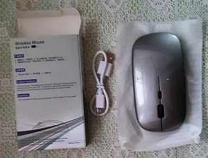  Wireless Mouse, Rechargeable Slim Silent Mouse 2.4G Portable Mobil Gray  - Picture 1 of 5