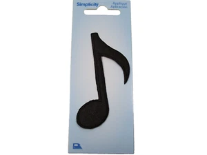 Schwarz Musik Note Bügelbild Patch Applikation Musical Simplicity Marke B13 - Bild 1 von 5