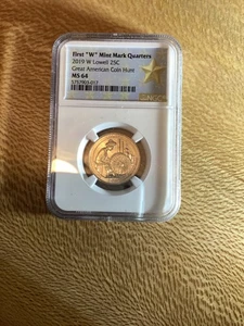 2019 W Mint Mark West Point Lowell Quarter Low Mintage NGC MS64 - Picture 1 of 2