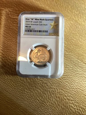 2019 W Mint Mark West Point Lowell Quarter Low Mintage NGC MS64 - Image 1 of 2