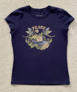 VTG Limited Too Girls Graphic Print Peace & Best Friends Dove Flower T-Shirt  12 - Picture 1 of 9