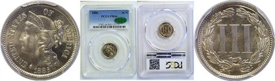 1886 3C Nickel Three Cent PCGS PR-66   CAC - Image 1 of 3