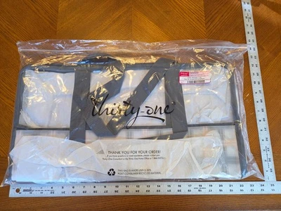 Сумка с короткими ручками для хранения Thirty One Utility AP69 бледно-розовая клетчатая новая с ценниками - Изображение 1 из 4