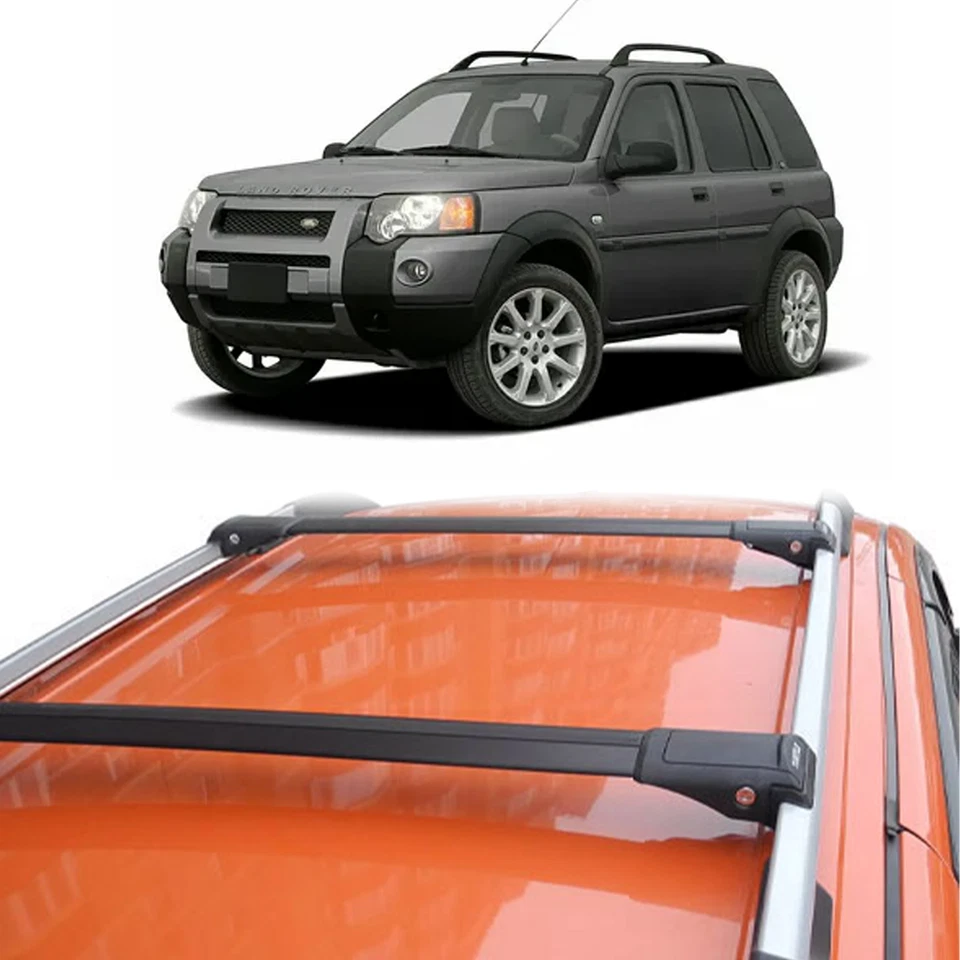 Land Rover Freelander 1997-2006 para rack de teto barras transversais trilhos elevados pretos - Imagem 1 de 4