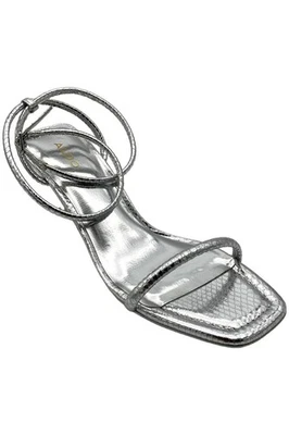 Sandálias sociais femininas Aldo prata com tiras no tornozelo - Imagem 1 de 3