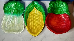 Retro Gemüse Geschirr Set Salat Mais Rettich hell schimmernd Geschirr - Bild 1 von 12
