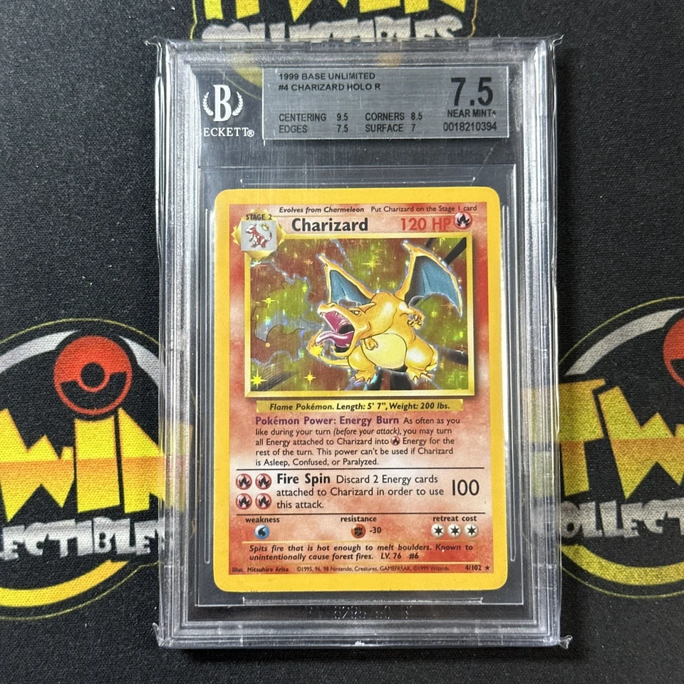 Pokémon TCG 1999 Base Unlimited #4 Charizard Holo r BGS 7.5 - Image 1 of 2