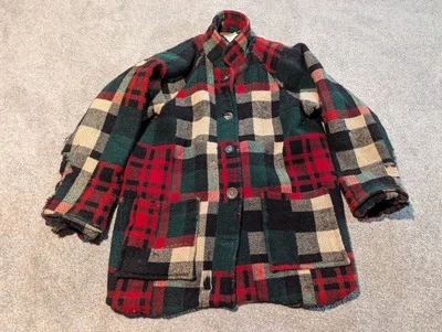 Vintage Eddie Bauer Jacket Womens Small Wool Patchwork Chore Barn Field Coat  - Image 1 of 4