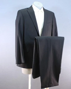 Kenneth Roberts Tuta 2 Pezzi Uomo Nera Righe Lana Super Fine 2 Btn 42R 36" W - Foto 1 di 13