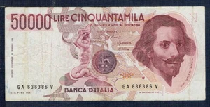 REPUBBLICA ITALIANA  - Banconota  50.000 LIRE BERNINI 1° TIPO  1984  - Gian 2 - Foto 1 di 2