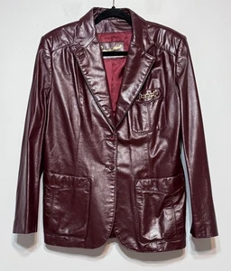 Etienne Aigner Genuine Leather Blazer Vintage Sz 18 Preppy Equestrian Old Money - Picture 1 of 8