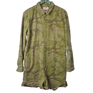 One Teaspoon Distressed Camo Leopard Prophecy Snap Jumpsuit Playsuit Romper, XL - Picture 1 of 8