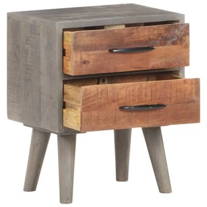 Solid Rough Mango Wood Bedside Cabinet Grey 40x30x50cm Wooden Shelf vidaXL - Picture 1 of 10