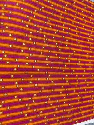 Orange & Pink Striped Dot Cotton Fabric 15" x 44" Quilting Sewing Crafting Mater - Image 1 of 4