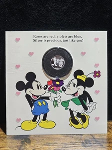 1989 Disney's "Yours Forever" Mickey and Minnie SILVER .999 Coin Rarities Mint - Picture 1 of 13