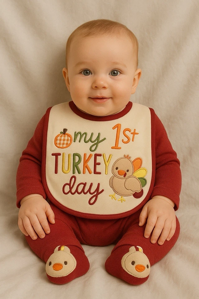 Babero Baby Essentials “My 1st Turkey Day” - Frontal 100% algodón Foto 1 de 2