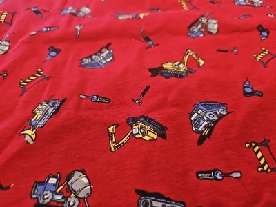 1 Yd Construction Jersey Knit Fabric Fun Casual  Trucks Equipment  - Image 1 of 3