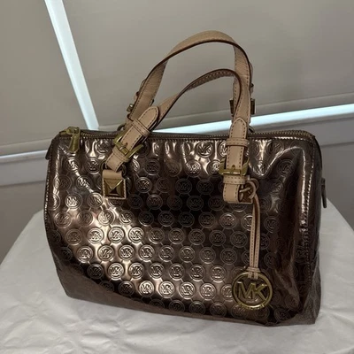 Rare Vintage Michael Kors Rose Gold Metallic Bag Logo Purse IUC - Image 1 of 4