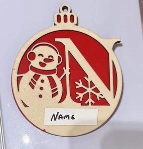 Personalized Name and Initial Christmas Ornament Handmade Wooden Great Gift Idea - Picture 1 of 4