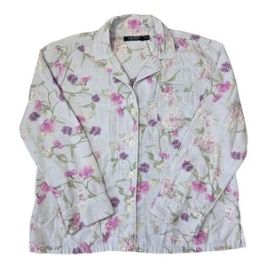 Lauren Ralph Lauren Floral Pajama Top Shirt Womens M Sleepwear Lounge Preppy - Picture 1 of 7