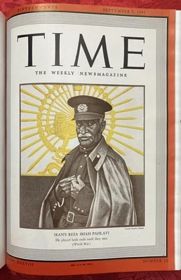 Time Magazine Bound Weekly July 7 - Sept 29, 1941 Near Mint Iran Shah, De Gaulle - Image 1 of 4