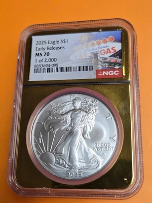 2025 Silver American Eagle Early Release MS 70 - NGC - 1 of 2000 - Free Delivery - Image 1 of 2