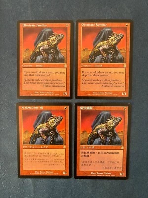 MTG 4X ODYSSEY OBSTINATE FAMILIAR NM ENGLISH + JAPANESE + CHINESE CREATURE RARE - Image 1 of 4