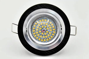 LED Einbaustrahler GU10 Alu schwarz rund Einbauspots-leuchte Dimmbar COB SMD - Bild 1 von 10