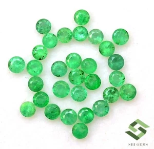 2 mm Natural Emerald Round Lot 25 Pcs 1.12 CTS Calibrated Loose Gemstones - Picture 1 of 6