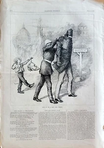 "Lost Head Asylum" Thomas Nast Political Engraving 1875 VINTAGE Harper's Weekly - Picture 1 of 3