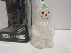 Belleek FIREMAN Snowman Christmas Ornament DATED 2002 - Picture 1 of 6