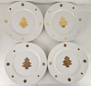 ESTE C.E. Juego de 4 platos de cena Italia 11" oro 18K árbol de Navidad puntos de vacaciones - Imagen 1 de 8