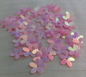 Sequins 10mm Pink AB Rainbow Metallic 3/8in Flower Cup x 100 DIY Craft Trimming - Picture 1 of 1