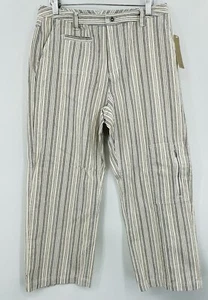 i.e. relaxed Women’s Capri Pants Size 10 White Striped 100% Cotton - Picture 1 of 4