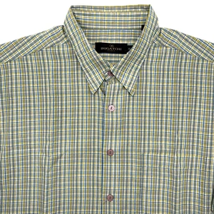 Bugatchi UOMO Short Sleeve Button Up Multicolor Striped XL Rayon Blend Pocket - Picture 1 of 6