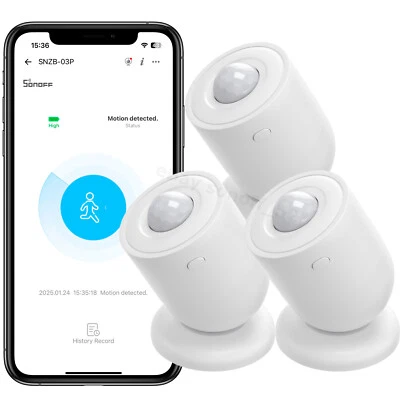 Sensor de movimiento inalámbrico SONOFF SNZB-03P ZigBee Smart Home alarma antirrobo 3 piezas
