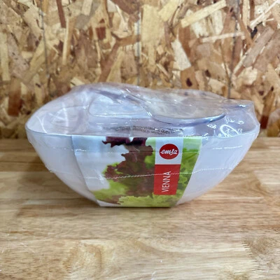 EMSA 512766 Salad Bowls and Salad Cutlery, 4.6 Liter and 0.6 Liter White Bowl - Image 1 of 4
