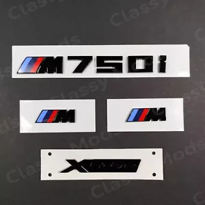 M750i xDrive Gloss Black Badges for BMW Emblem Set M Power - Foto 1 di 4
