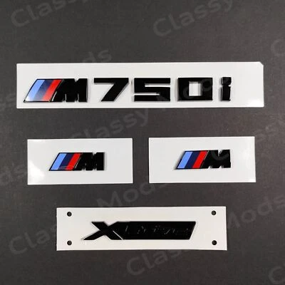 Juego de insignias negras brillantes M750i xDrive para emblema BMW M Power Foto 1 de 4