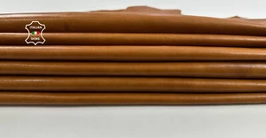 COGNAC BROWN vintage look Economic Lamb leather 2 skins total 15sqf 0.7mm #C3689 - Picture 1 of 7