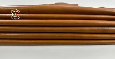 COGNAC BROWN vintage look Economic Lamb leather 2 skins total 15sqf 0.7mm #C3689 - Image 1 of 4