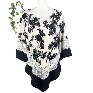 Alfani Blouse Tunic size Small Pink Black Floral Cottage Core Lagenlook Wedding - Picture 1 of 11