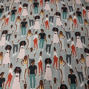 Tela de algodón negra Moxie Fashionista Models 1/2 yarda gris - Imagen 1 de 5