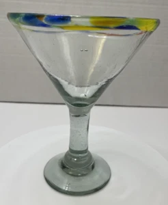 1 borde de confeti arco iris Martini vidrio soplado a mano vidrio artístico mexicano - NUEVO - Imagen 1 de 8